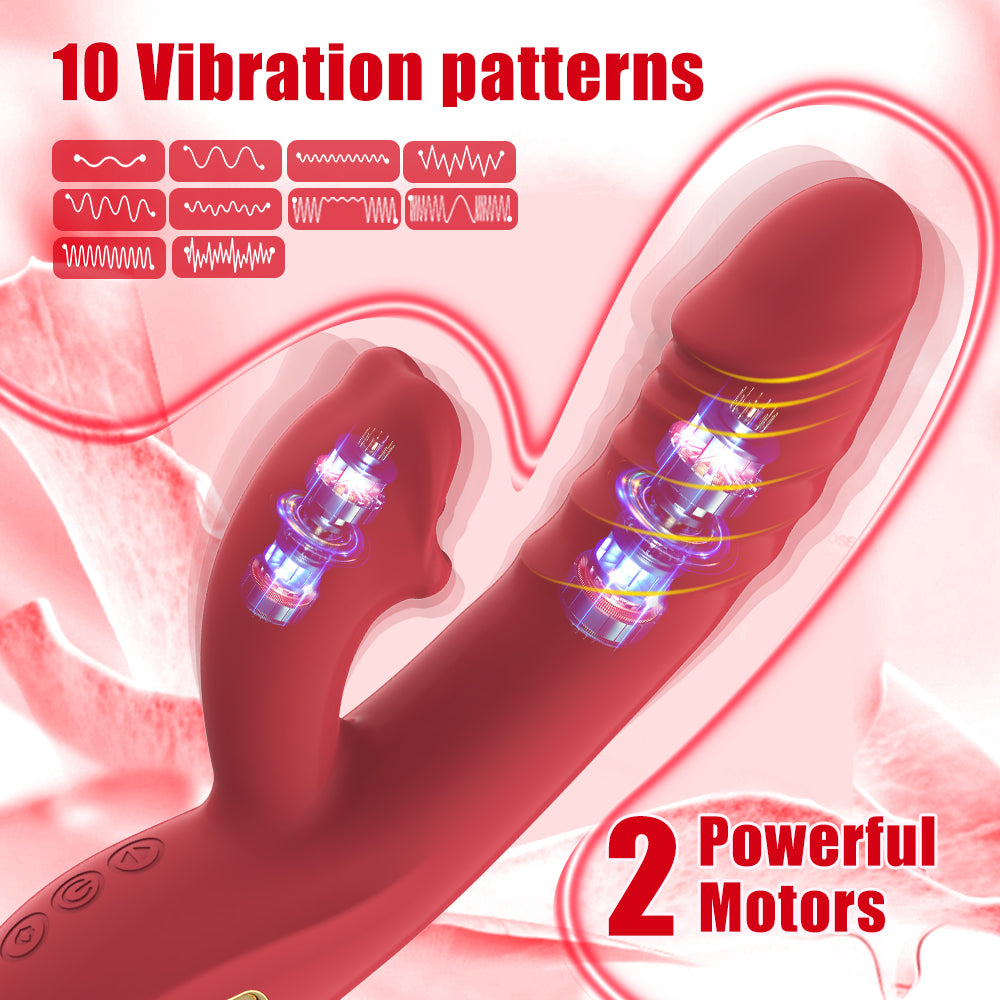 Thrusting Vibrator Sex Toys, Deeplik Adult Sex Toy for Women G Spot Vibrator with Holding Ring 5 Thrusting Deeplik & 5 Tongue Licking biting and 10 Vibrating Modes, Mouth Vibrators for Female Couples Games