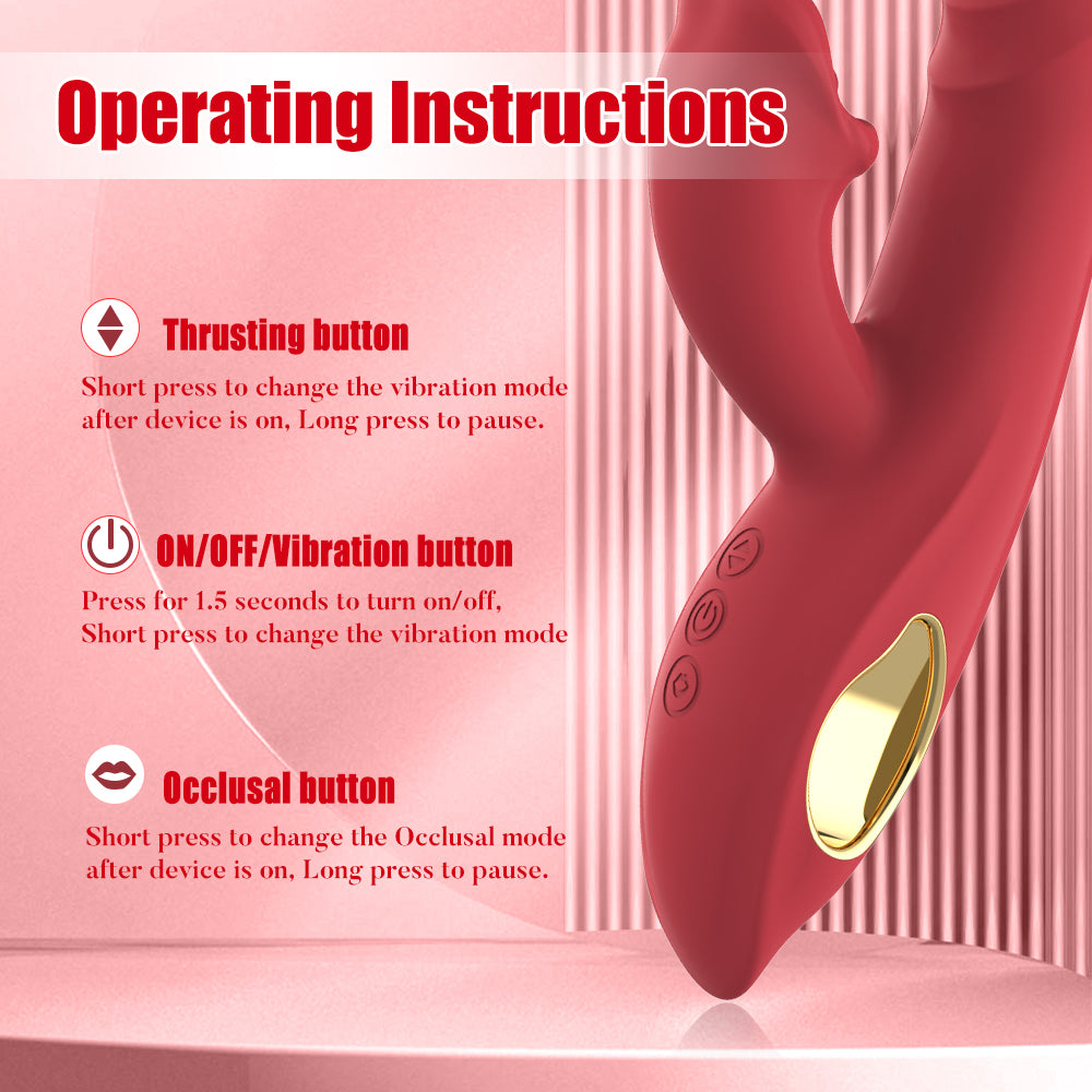 Thrusting Vibrator Sex Toys, Deeplik Adult Sex Toy for Women G Spot Vibrator with Holding Ring 5 Thrusting Deeplik & 5 Tongue Licking biting and 10 Vibrating Modes, Mouth Vibrators for Female Couples Games