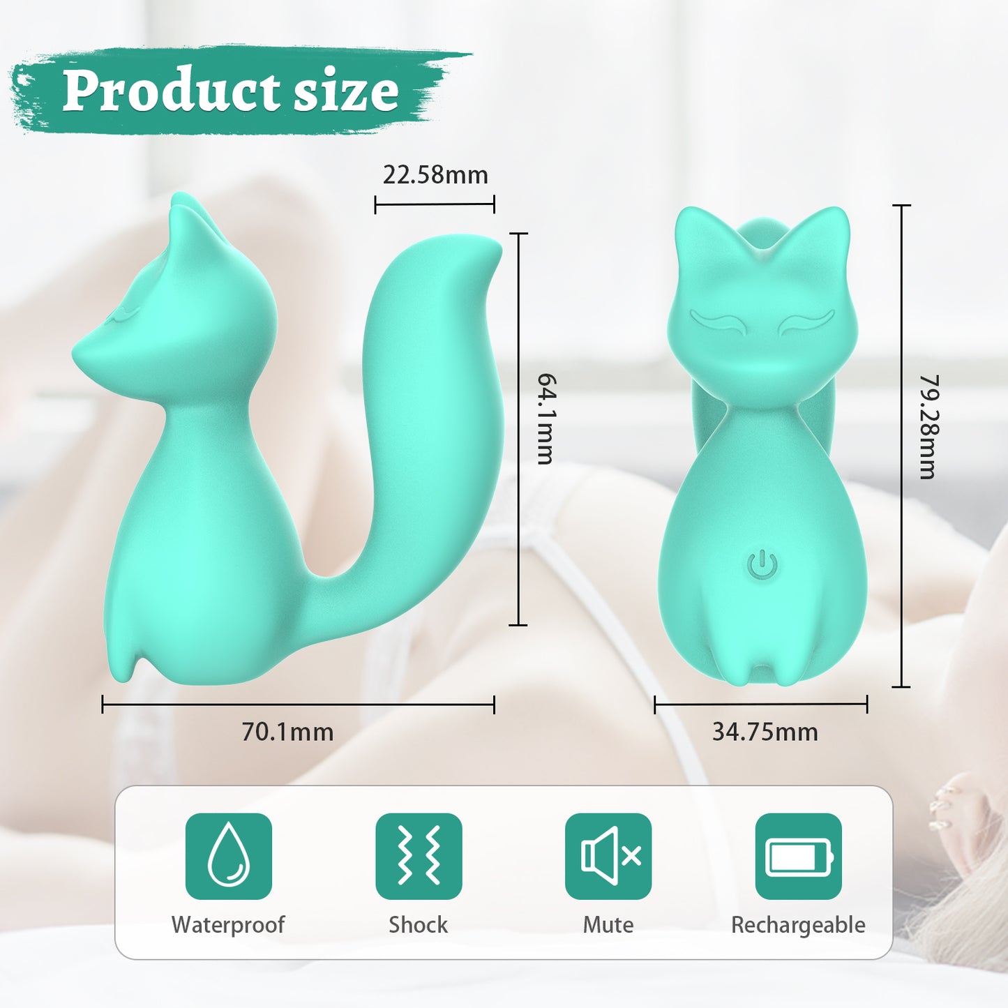 DEEPLIK 10 Modes Jump Egg Vibrator Cute Fox Shape Mini Vibrator- Silicone Recharge Clitoral Vibrator G Spot Vibrator Adult Sex Toy for Women Man