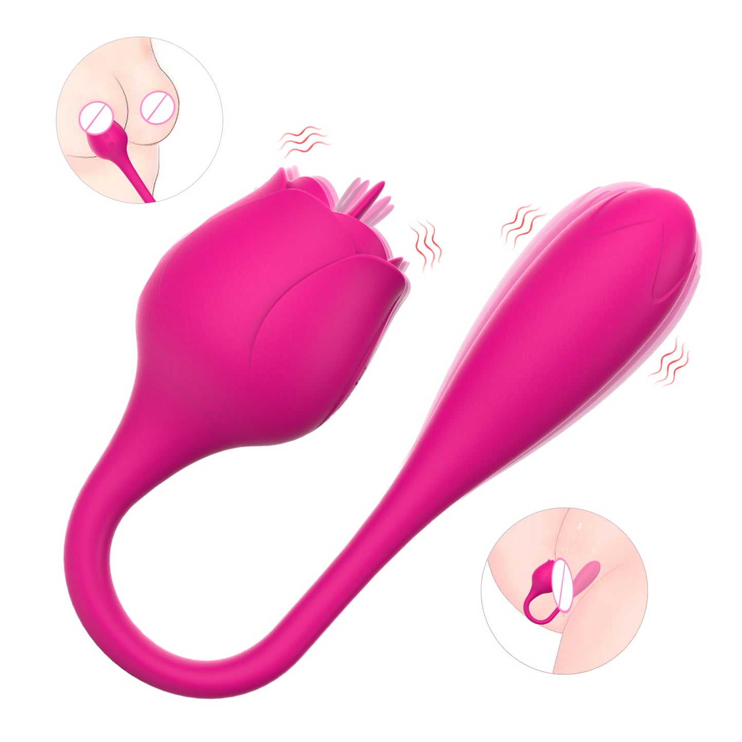 Deeplik Tongue Licking Vibrators Adult Toy for Women Sex Toys, 2 in 1 Tongue Toy 10 Licking & 10 Egg Vibrator Modes, Rose Sexual Pleasure Tool Dual Vibrator Bullet Toys for Female Nipple Clitoral Stimulator