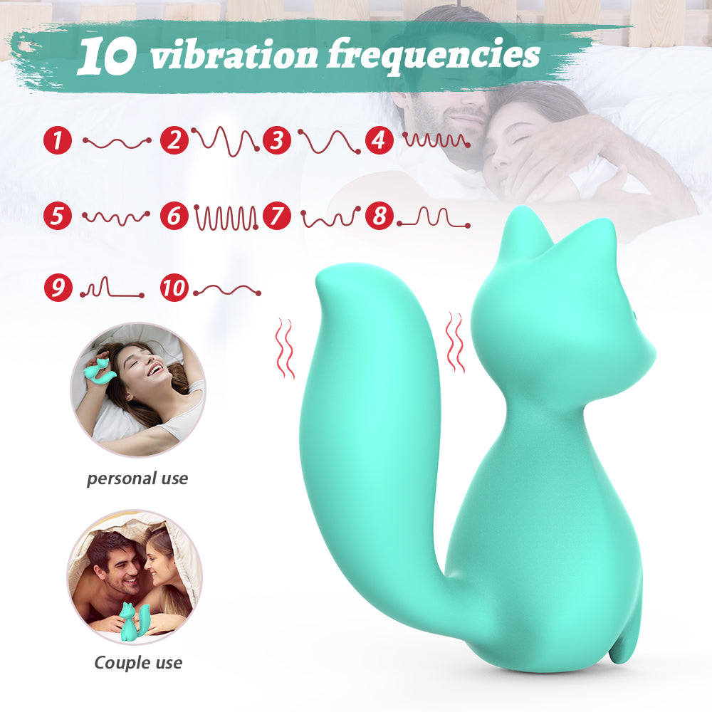 DEEPLIK 10 Modes Jump Egg Vibrator Cute Fox Shape Mini Vibrator- Silicone Recharge Clitoral Vibrator G Spot Vibrator Adult Sex Toy for Women Man