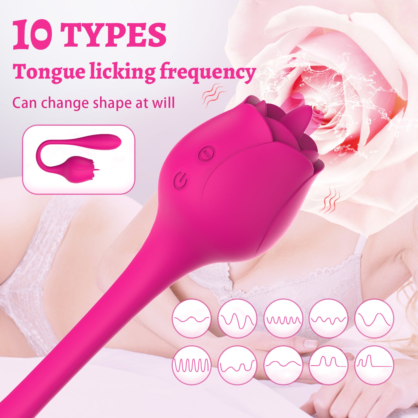 Deeplik Tongue Licking Vibrators Adult Toy for Women Sex Toys, 2 in 1 Tongue Toy 10 Licking & 10 Egg Vibrator Modes, Rose Sexual Pleasure Tool Dual Vibrator Bullet Toys for Female Nipple Clitoral Stimulator