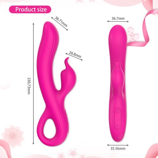 Deeplik Dual Rabbit Vibrator Personal Massager with Handy Ring Design for Convenient Handling, 10 Vibration Settings, Body-Safe Silicone, Waterproof, USB Rechargeable, for Women and Men