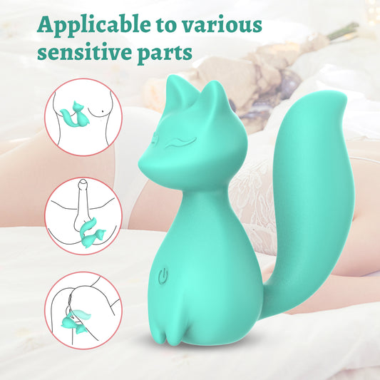 DEEPLIK 10 Modes Jump Egg Vibrator Cute Fox Shape Mini Vibrator- Silicone Recharge Clitoral Vibrator G Spot Vibrator Adult Sex Toy for Women Man