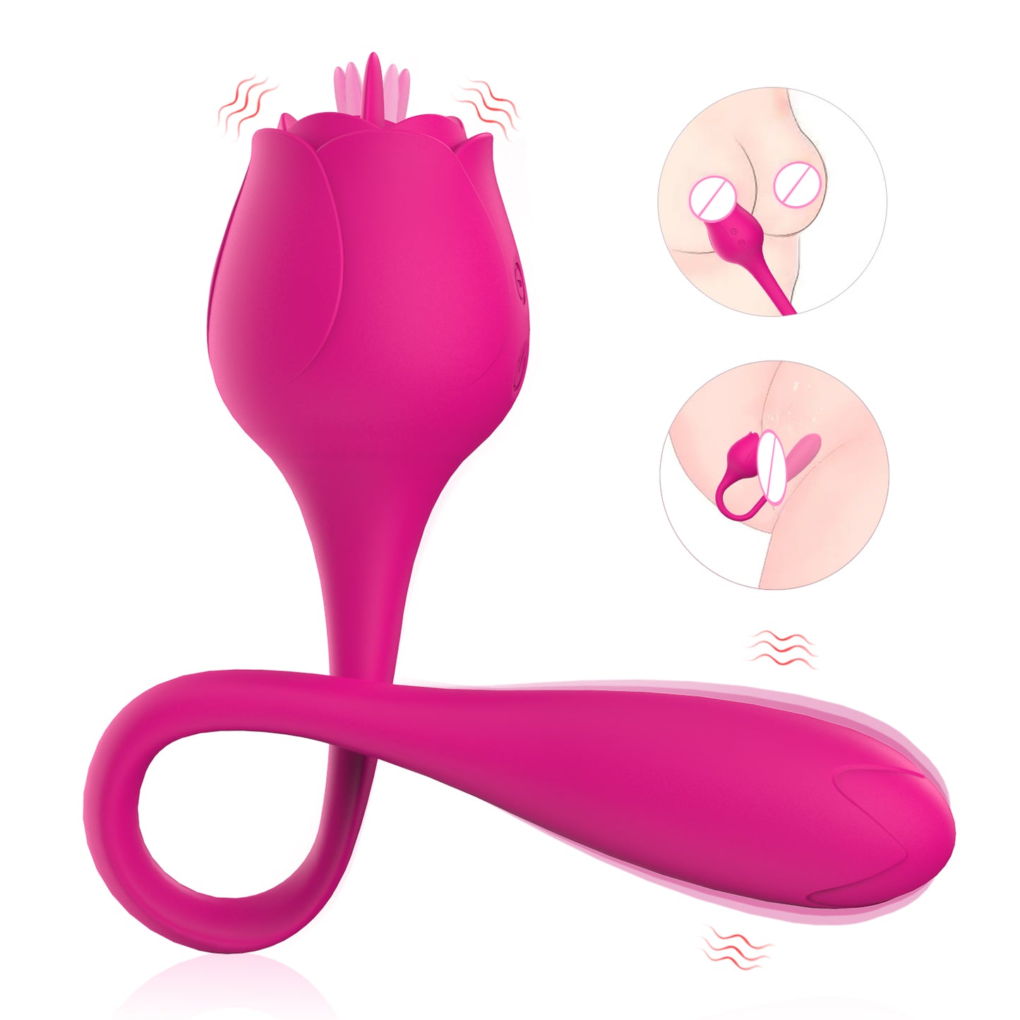 Deeplik Tongue Licking Vibrators Adult Toy for Women Sex Toys, 2 in 1 Tongue Toy 10 Licking & 10 Egg Vibrator Modes, Rose Sexual Pleasure Tool Dual Vibrator Bullet Toys for Female Nipple Clitoral Stimulator